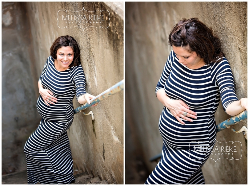 Kansas City Maternity Photographer | Melissa Rieke Photography | Striped Dress Black and White