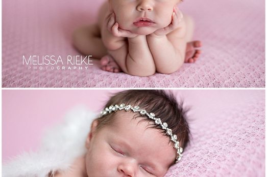 Kansas City Newborn Baby Girl Photos | Jewel Crown | Angel Wings | Pink | Posed Newborn Photos | Melissa Rieke Photography