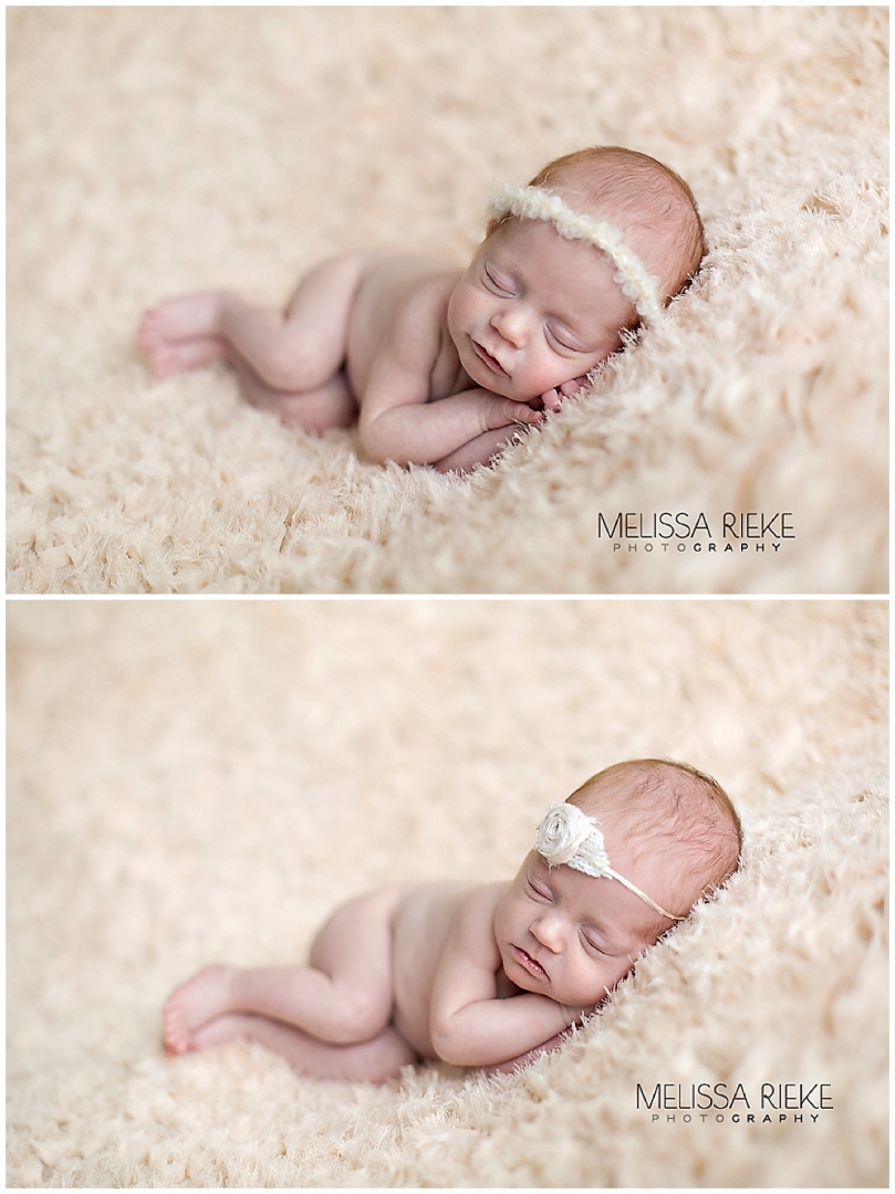 Twin Newborn Baby Girl Photos | Melissa Rieke Photography | Kansas City | Cream Bow | Halo