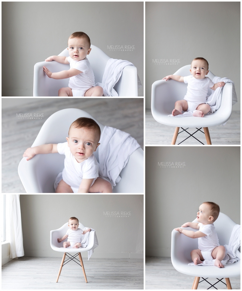 Modern White Chair Session Baby Photos Kansas City