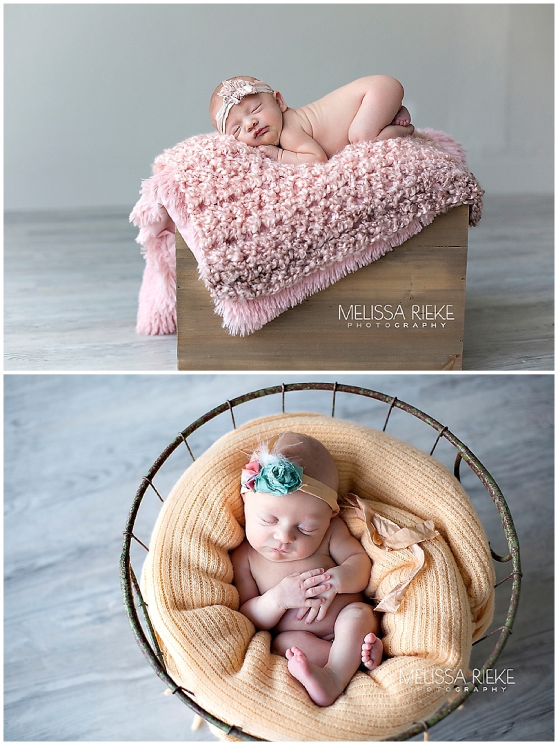 Newborn Props Photos Baby Girl Basket Yellow Pink