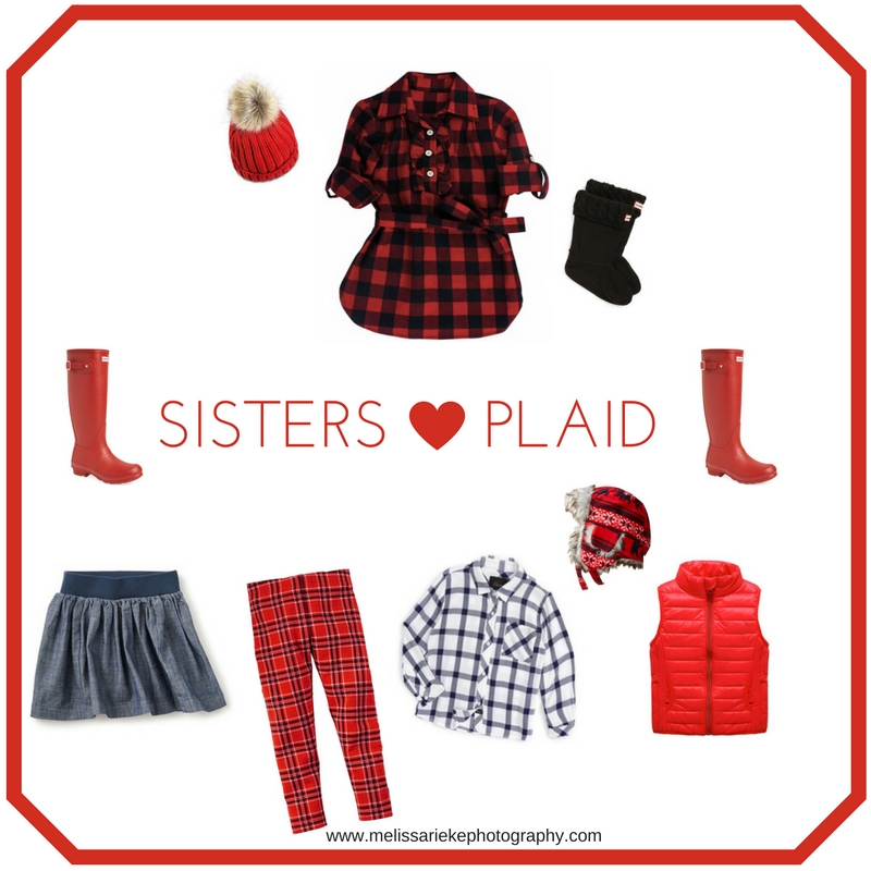 What to Wear Plaid Red Christmas Sisters Portraits