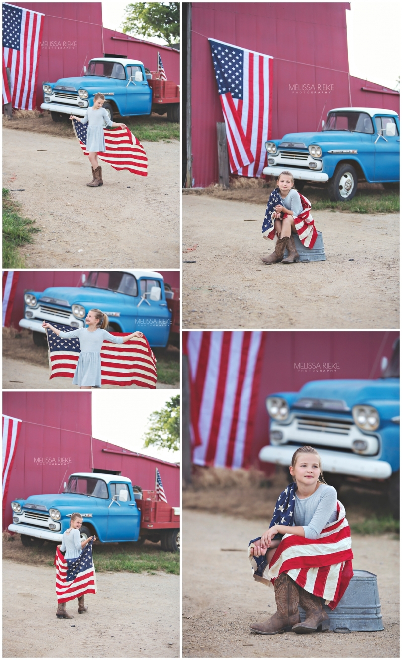 4th of July Mini Sessions Pictures American Flag Vintage Truck