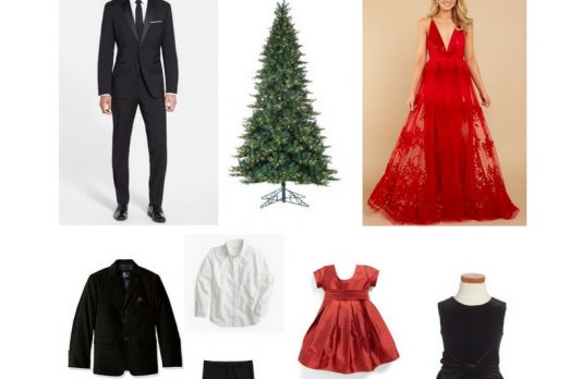 Formal Dressy Holiday Portraits What To Wear Red Dress Black Suit Family PIctures