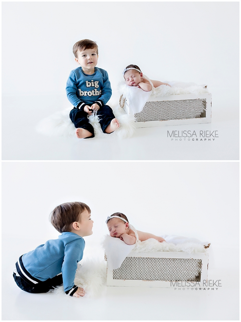 Newborn Baby Sister with Big Brother Toddler Kansas City Portraits Pictures photos Baby Girl
