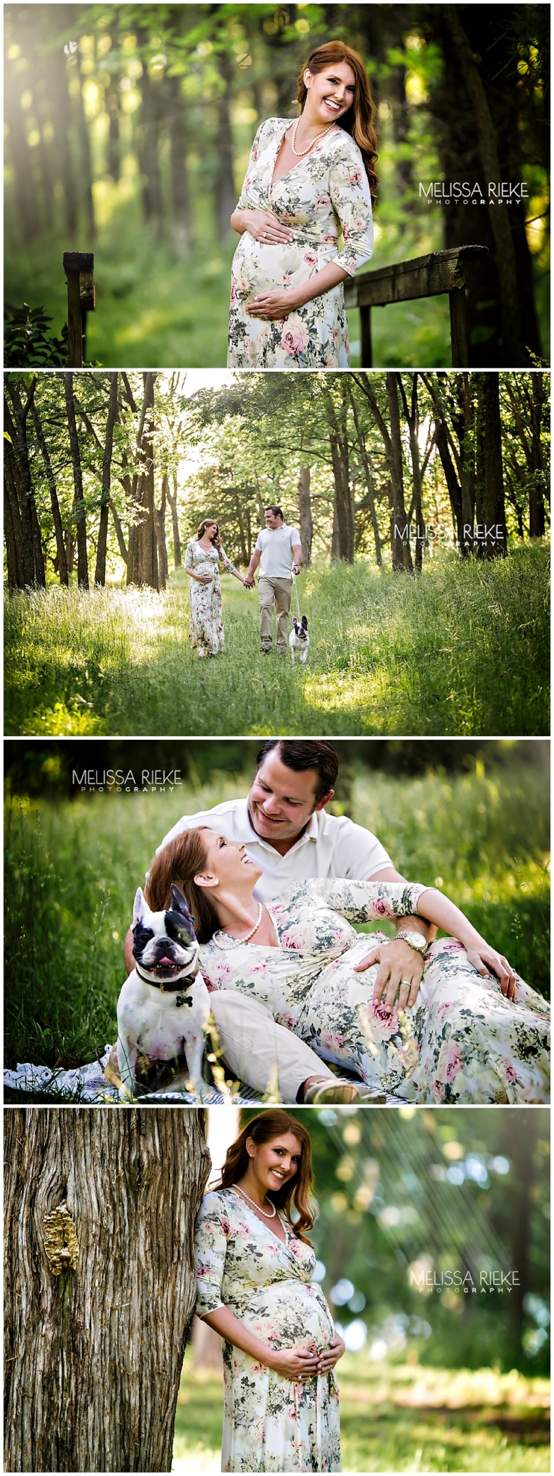 Maternity Photography Kansas City Floral Gown Puppy Photographer Forest Dreamy Bump