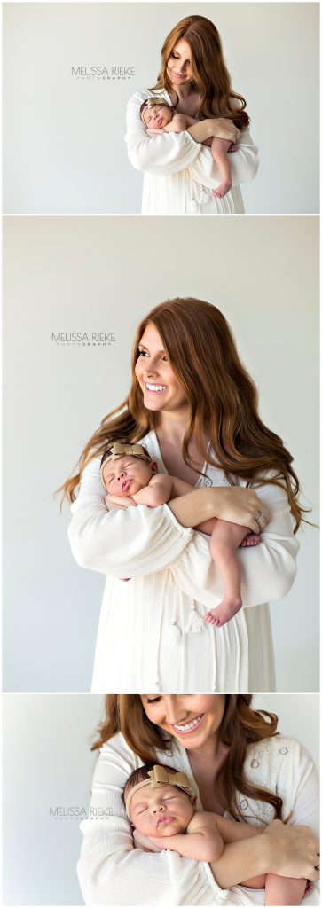 Newborn Photos Kansas City Baby Girl Posed Photography Mother Daughter Red Head Bond