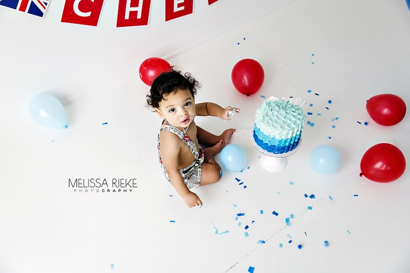 Kansas City First Birthday Pictures Cake Smash Baby Photographer In Studio