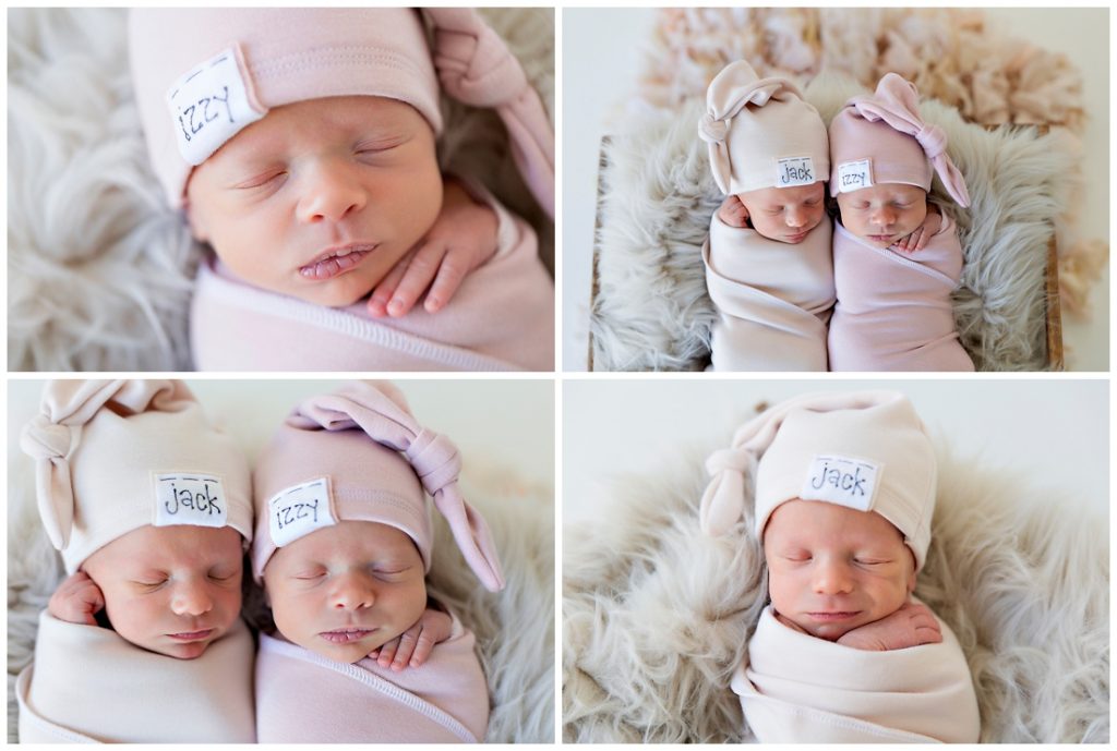 Boy Girl Twin Newborn Photos Surprise Twin Newborn Baby Photos Kansas City Photographer KNOTS Hats