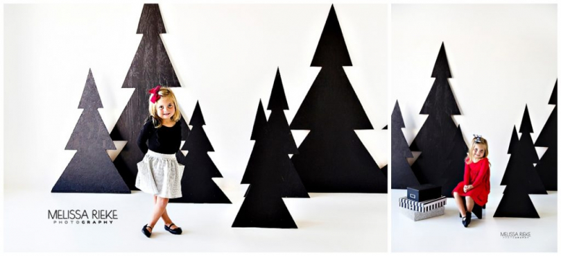 Holiday Card Pictures Mini Sessions Kansas City Photographer Black and White Trees Studio